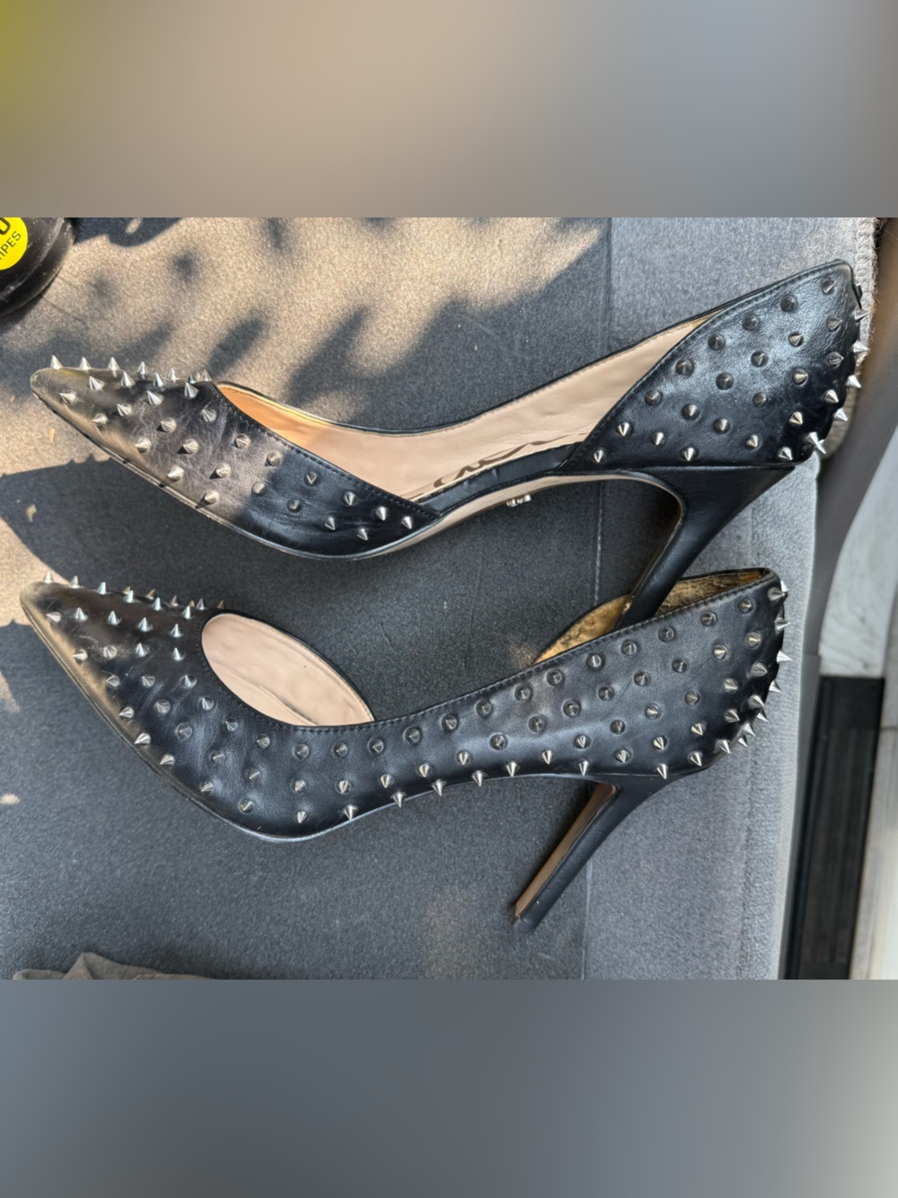 $149 Sam Edelman Haddlee d’orsay stud heel shoes 10 punk pump leather black
